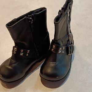 Stylish Black Kids Boots with Studded Strap